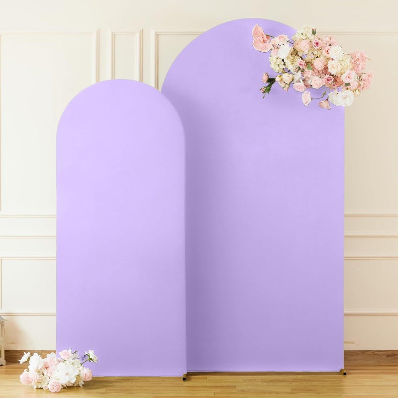 Suppromo Lavender Arch Backdrop Cover Set of 2-7.2 and 6ft Lilac Light Purple Arch Covers Stretchy Backdrop Spandex Baby Shower Arch Stand Covers for Girls Birthday Party Wedding Bridal Shower Photo Background - Image 4